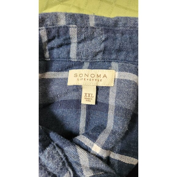 Soma Life Style XXL Blue Plaid Flannel Shirt Cozy Layer Casual Grunge Cabincore - Picture 4 of 8